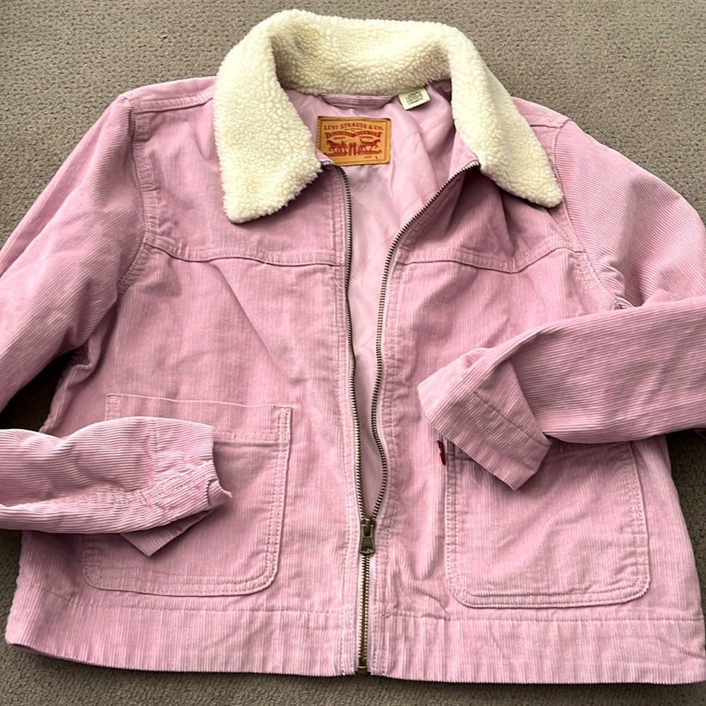 Levi pink corduroy jacket with sherpa collar